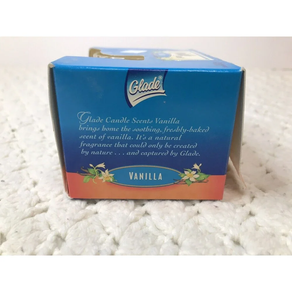 Glade Candle Scents Original Vanilla Scent Kit 2 Votives 1 Glass Holder Jar NOS